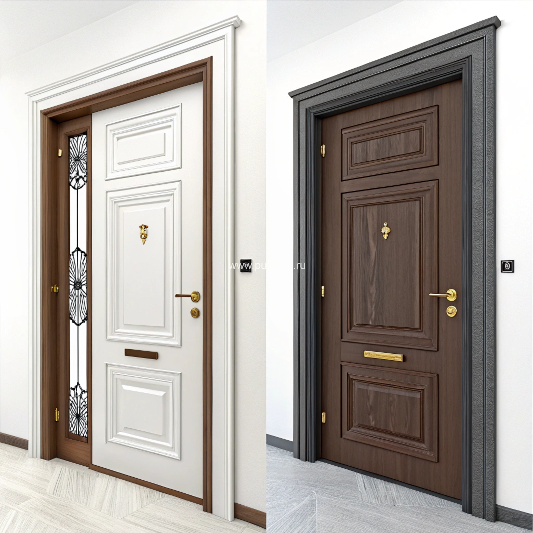 Металлическая белая дверь для дома с покрытием, цена 12 250  руб.